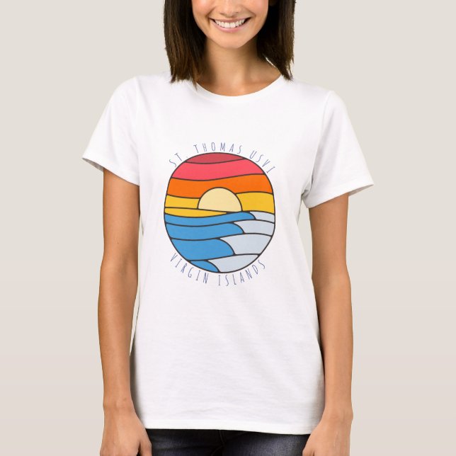 St. Thomas USVI Vintag Beach Sunset T-Shirt (Vorderseite)