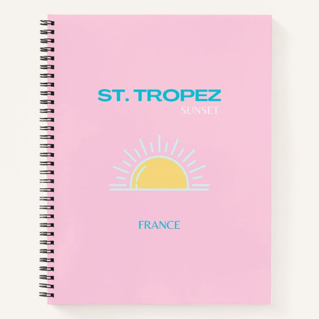 St Tropez, Frankreich, Preppy, Pink Notizbuch (Vorderseite)