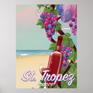 St. Tropez Frankreich Wein Reiseplakat Poster