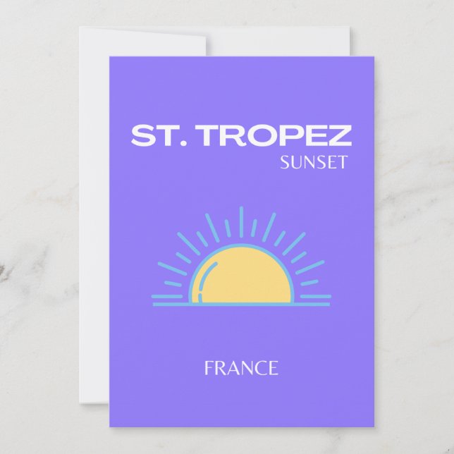 St Tropez, Sunset, Lila Dankeskarte (Vorderseite)