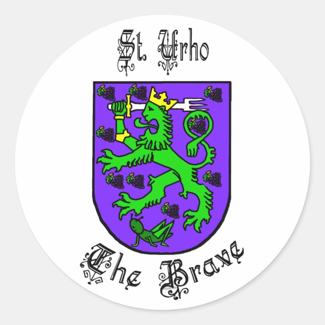 St. Urho Der tapfere Wappen-Aufkleber Runder Aufkleber (Vorderseite)