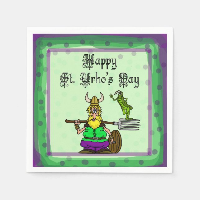 St. Urho Grasshopper Peace Sign Napkins Serviette (Vorderseite)