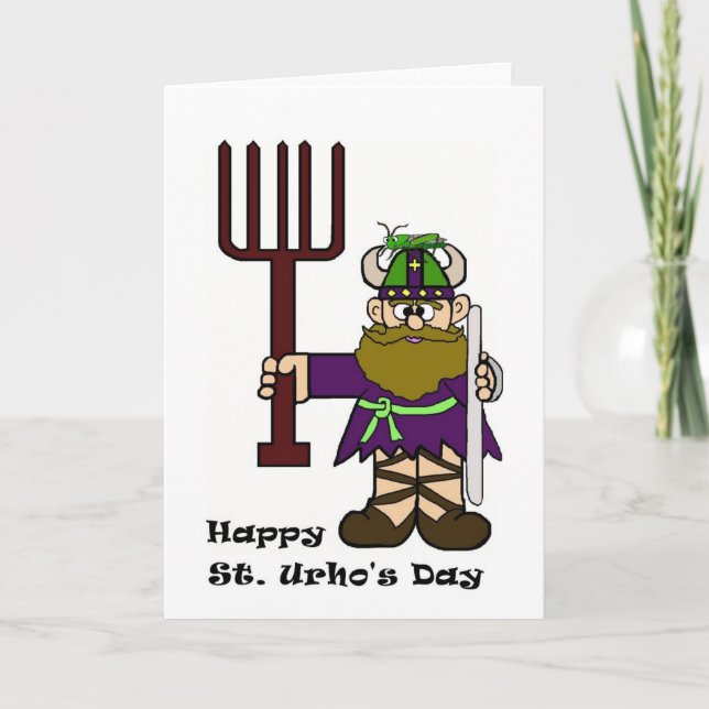 St. Urho mit Grasshopper auf Seiner Hat-Karte Karte (Vorderseite)
