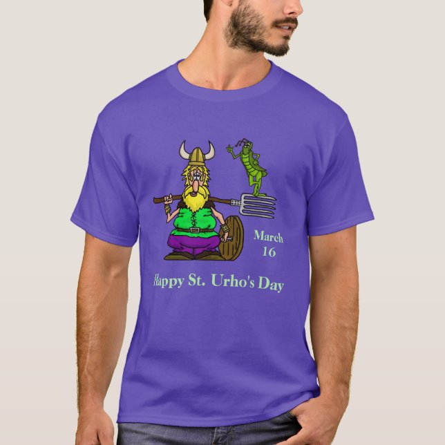St. Urho T - Shirt mit Peace Grasshopper (Vorderseite)