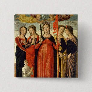 St Ursula und vier Heilige (Tempera auf Platte) Button