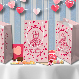 St Valentine Catholic Pink Heart Sketch Artwork Kleine Geschenktüte
