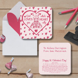 St Valentine Heart Card for Catholic Kids Mitteilungskarte