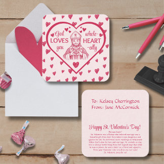 St Valentine Heart Card for Catholic Kids Mitteilungskarte