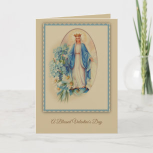 St. Valentinstag Gesegnete Jungfrau Maria Floral Feiertagskarte
