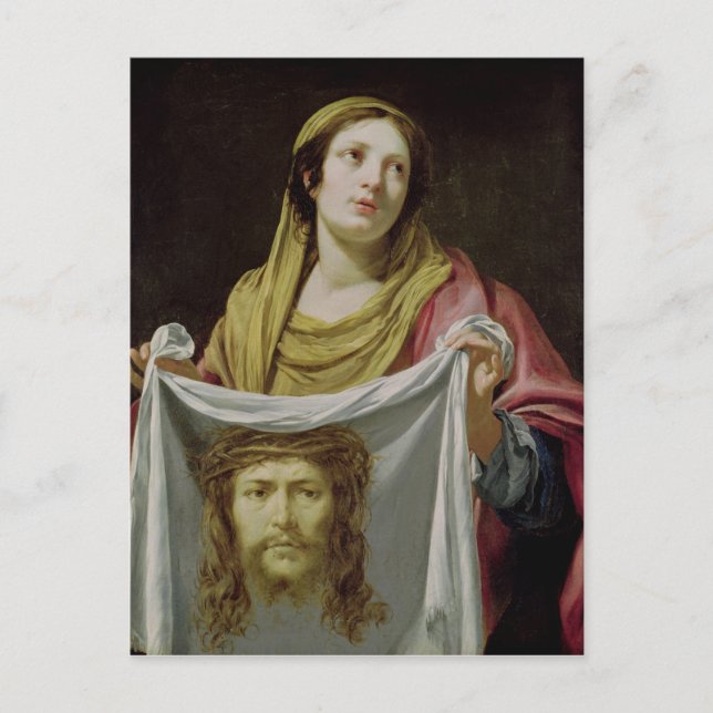 St. Veronica Holding des Heiligen Schleides Postkarte (Vorderseite)