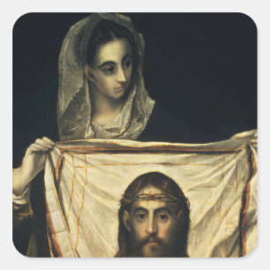 St.Veronica mit dem Heiligen Schleier Quadratischer Aufkleber