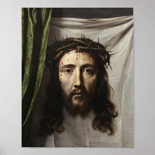 St Veronica Veil Shroud Jesus begegnen katholische Poster (Vorne)