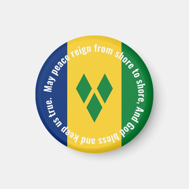 St Vincent and the Grenadines Flag Anthem Vincy  Magnet (Vorne)