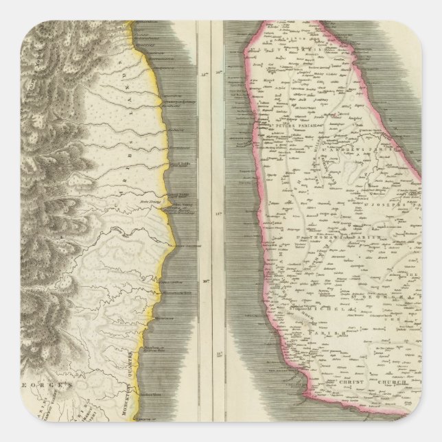 St Vincent, Barbadoes Quadratischer Aufkleber (Vorderseite)