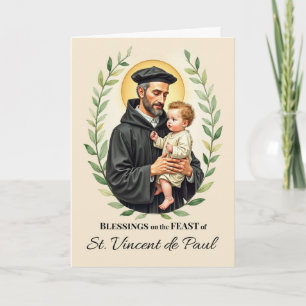 St. Vincent de Paul Festtag Segnungen Leafy Wrea Karte