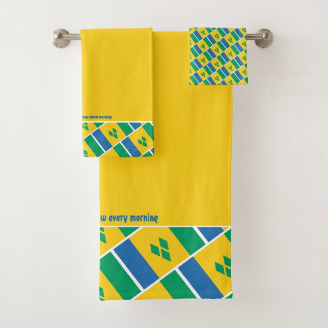 ST VINCENT FLAG Personalisiert Scripting YELLOW Badhandtuch Set (Insitu)