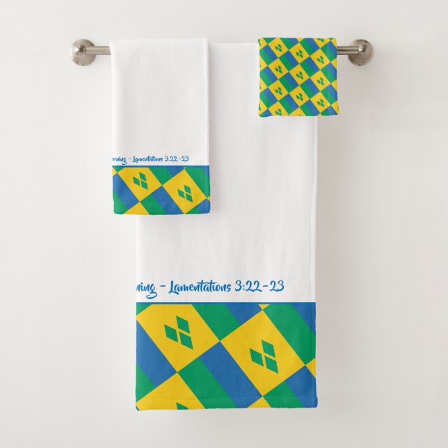 ST VINCENT FLAG Personalisierte Schrift Christlich Badhandtuch Set (Insitu)