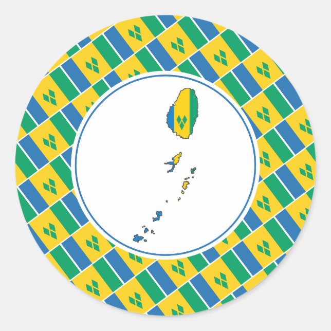 ST VINCENT FLAG Stilvolle Vincentian-Karte Runder Aufkleber (Vorderseite)