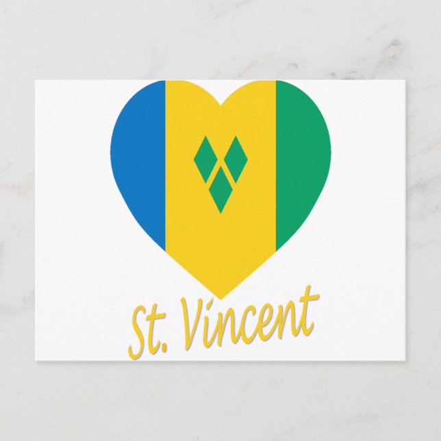St Vincent / Grenadines Flag Herz Postkarte (Vorderseite)