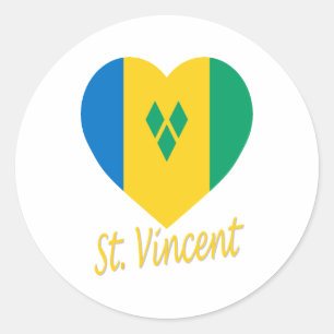 St Vincent / Grenadines Flag Herz Runder Aufkleber