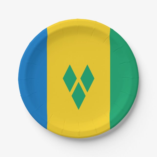 St. Vincent und die Flagge der Grenadinen Pappteller (Vorderseite)