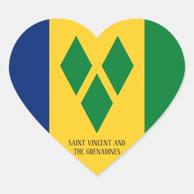 St. Vincent und die Grenadinen Flag prächtig Herz-Aufkleber (Vorderseite)