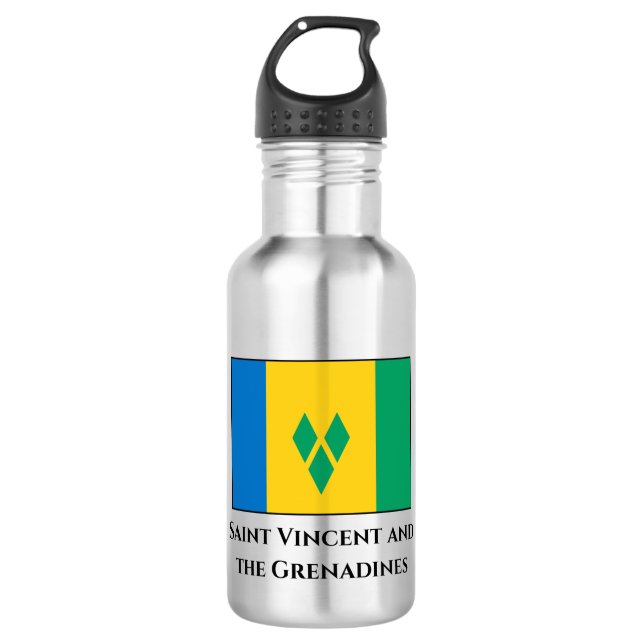 St. Vincent und die Grenadinen-Flagge Edelstahlflasche (Vorderseite)