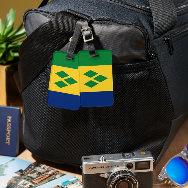 St Vincent und die Grenadinen-Flagge Vincy Gepäckanhänger (Vorderseite & Rückseite)