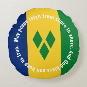 St. Vincent und die Grenadinen Flaggenhymne Vincy  Rundes Kissen