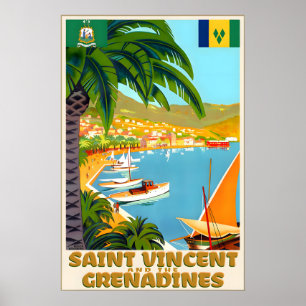 St. Vincent und die Grenadinen Karibik Reise Poster