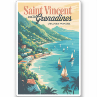 St. Vincent und die Grenadinen Landschaft Retro Aufkleber