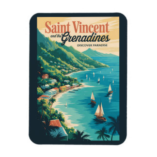 St. Vincent und die Grenadinen Landschaft Retro Magnet