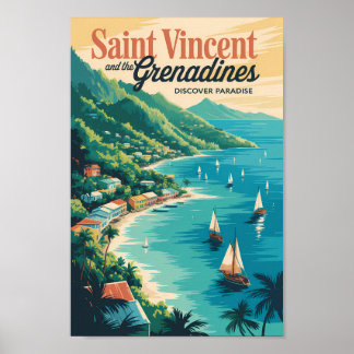 St. Vincent und die Grenadinen Landschaft Retro Poster