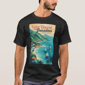 St. Vincent und die Grenadinen Landschaft Retro T-Shirt