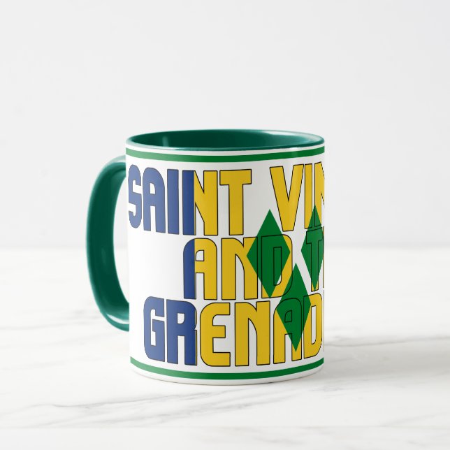 St. Vincent und die Nationalflagge der Grenadinen Tasse (Vorderseite Links)