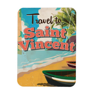 St. Vincent Vintage Reiseplakat. Magnet