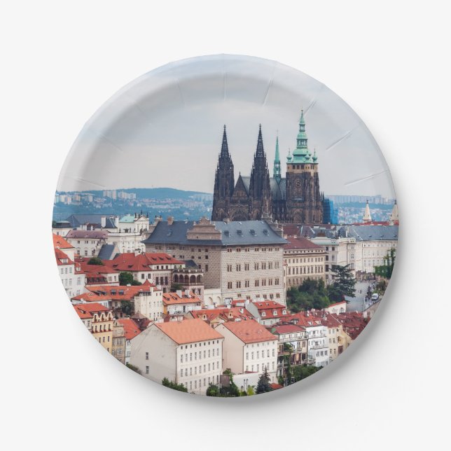 St. Vitus Kathedrale und Prager Stadtbild - Tschec Pappteller (Vorderseite)