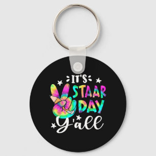 Staar Day Yall Gefärbte Krawatte Peace Sign Teache Schlüsselanhänger