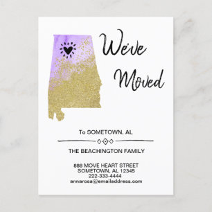 *~* STAAT ALABAMA - Glitzer ändern neue Anschrift Ankündigungspostkarte