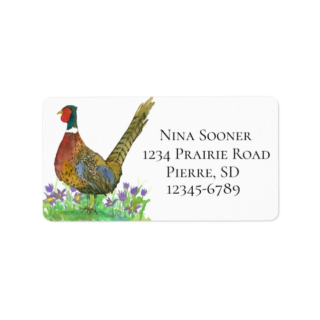Staat Bird of South Dakota Pheasant Rücksendeadres Adressaufkleber (Vorne)