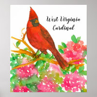 Staat Bird of West Virginia Kardinal Rhododendron