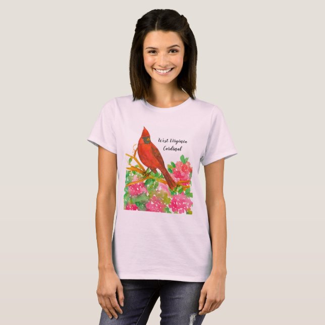 Staat Bird of West Virginia Kardinal Wasserfarbe T-Shirt (Vorne ganz)