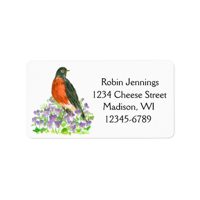Staat Bird of Wisconsin Robin Rücksendeadresse Adressaufkleber (Vorne)