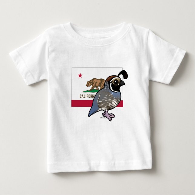 Staat Birdorable: Kalifornische Wachteln Baby T-shirt (Vorderseite)