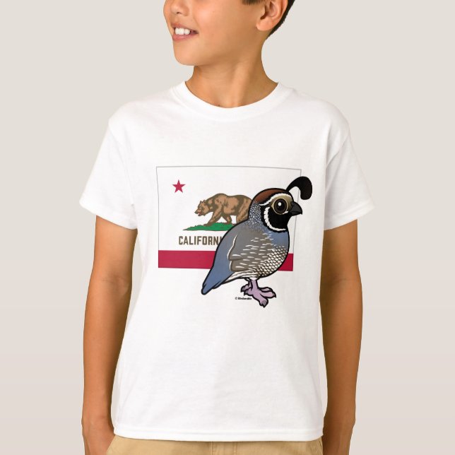 Staat Birdorable: Kalifornische Wachteln T-Shirt (Vorderseite)