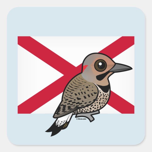 Staat Birdorable von Alabama: Nordaufflackern Quadratischer Aufkleber (Vorderseite)