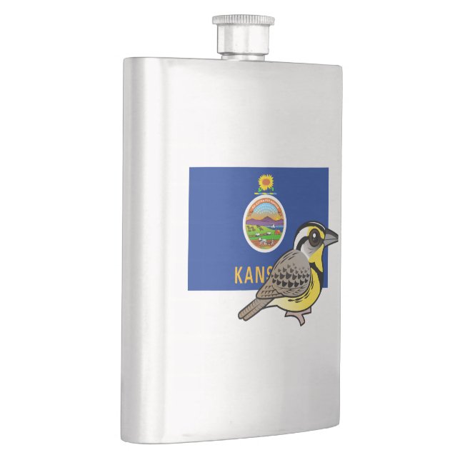 Staat Birdorable von Kansas: Western Meadowlark Flachmann (Rechts)