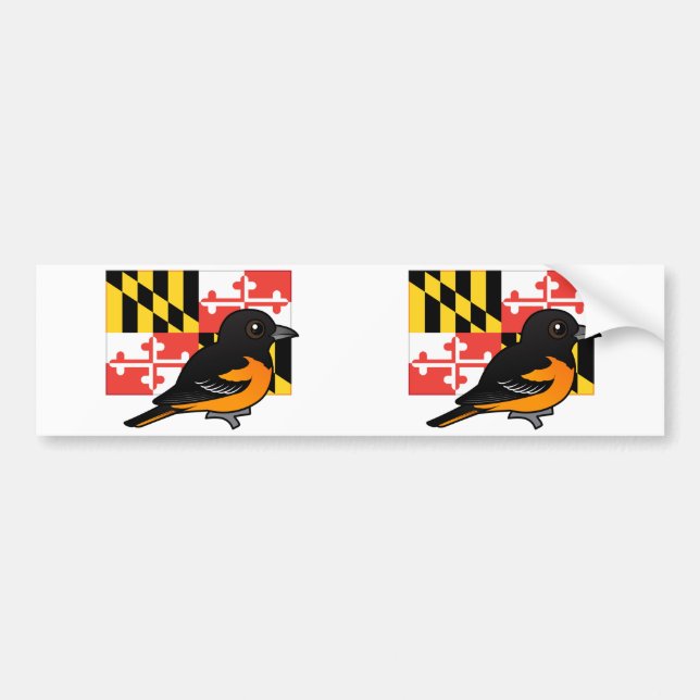 Staat Birdorable von Maryland: Baltimore Oriole Autoaufkleber (Vorne)
