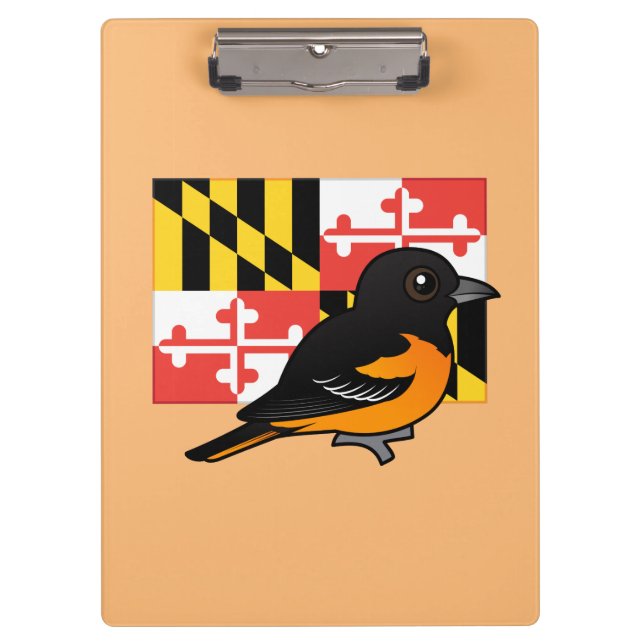 Staat Birdorable von Maryland: Baltimore Oriole Klemmbrett (Vorderseite)