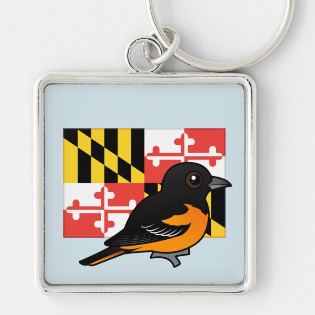 Staat Birdorable von Maryland: Baltimore Oriole Schlüsselanhänger (Vorne)